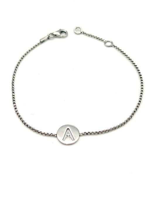 Silver bracelet with letter A