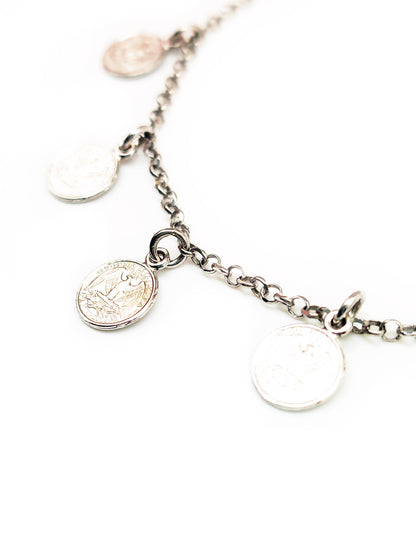 Silver bracelet with American coins
