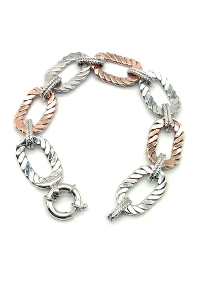 Semi-rigid two-tone silver bracelet