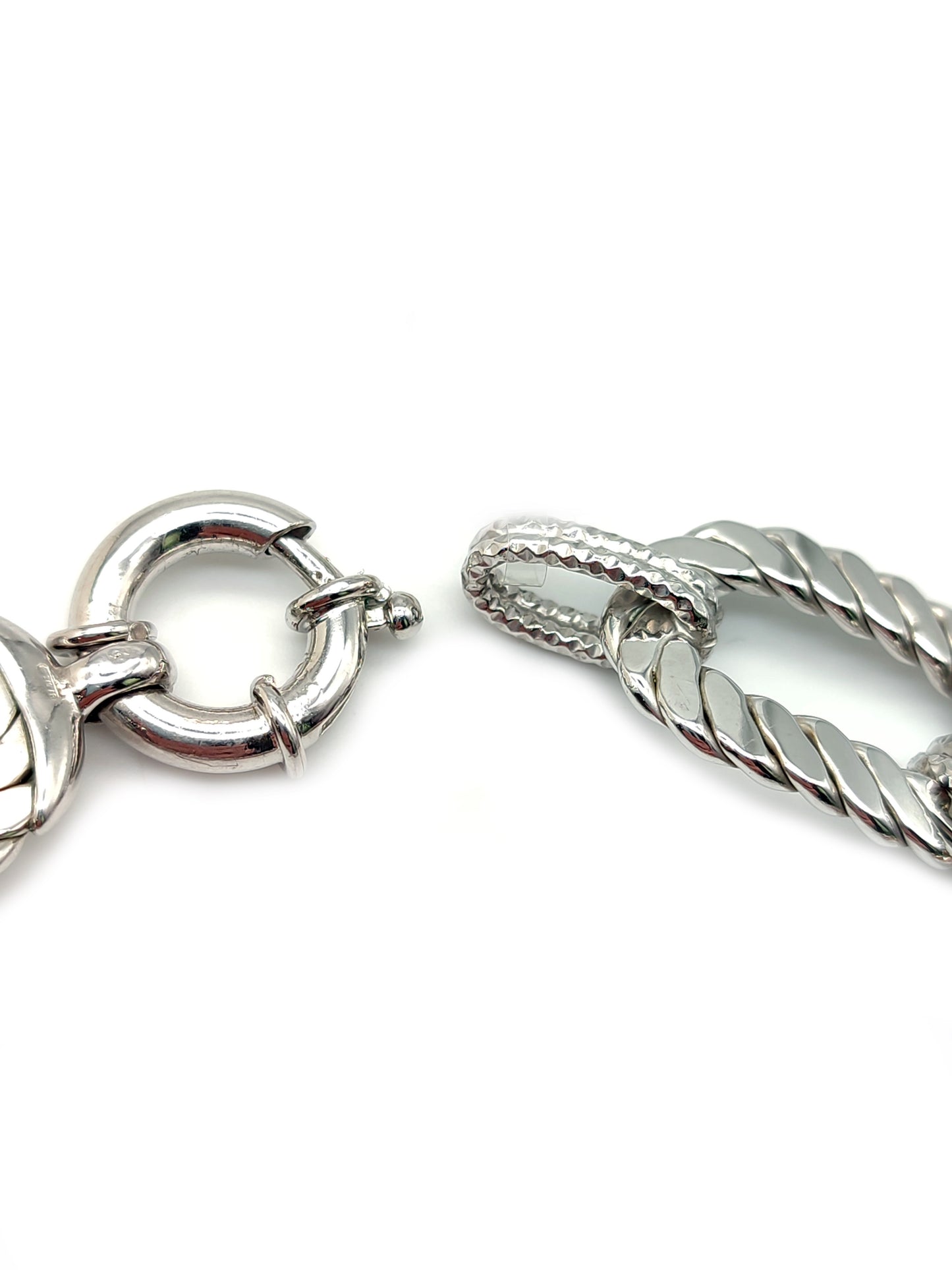 Semi-rigid two-tone silver bracelet