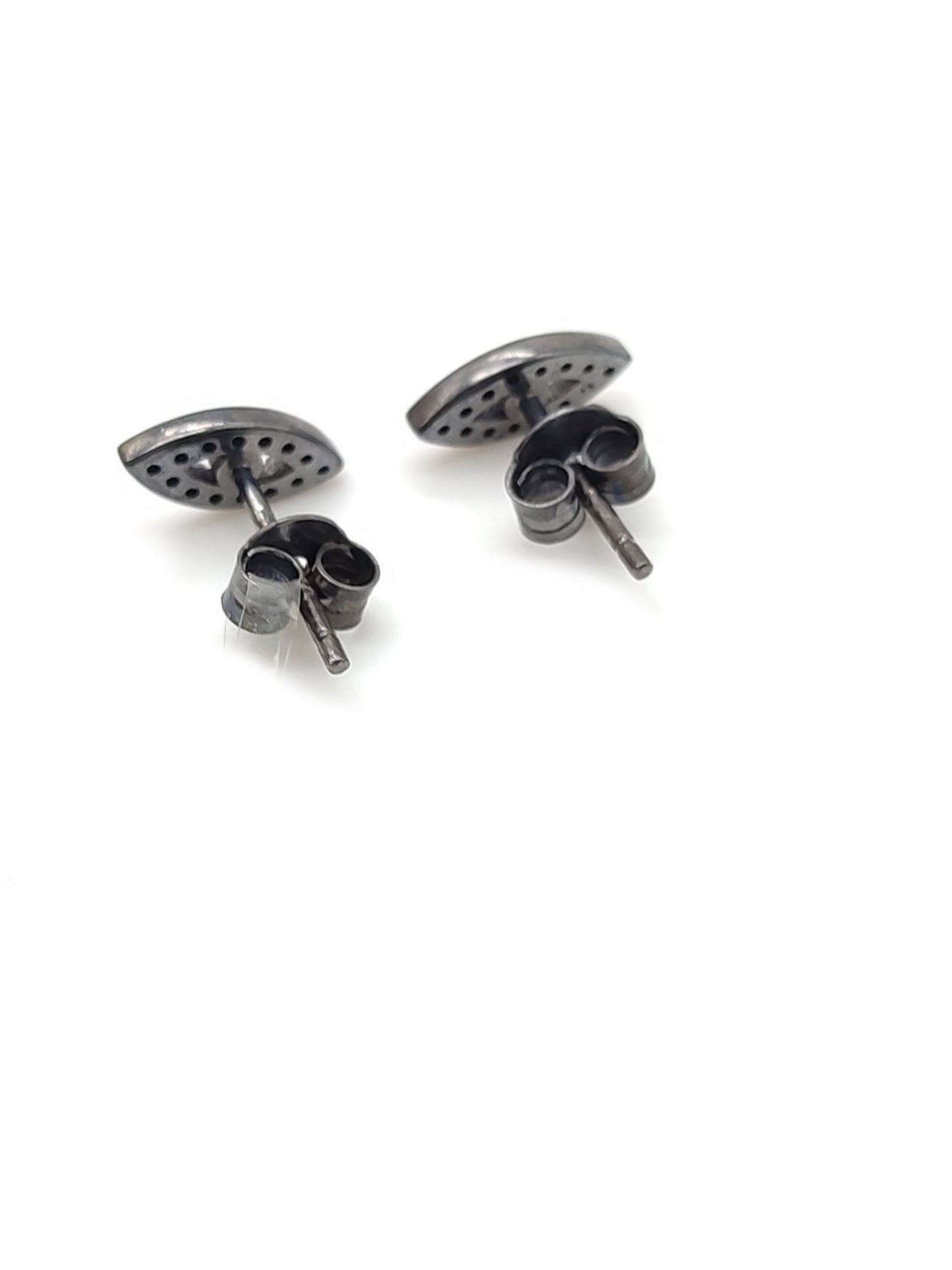 Silver lobe earrings with Turkish eye pavé zircons