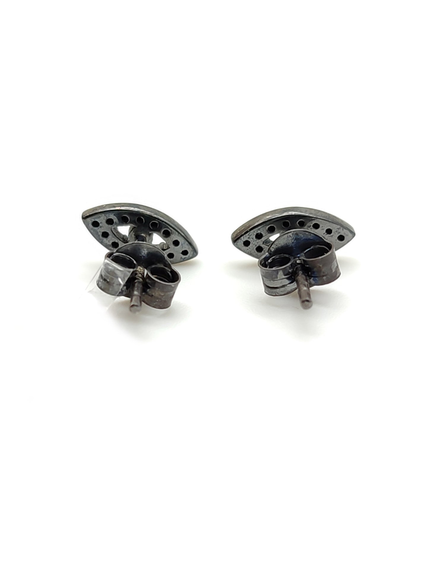 Silver lobe earrings with Turkish eye pavé zircons
