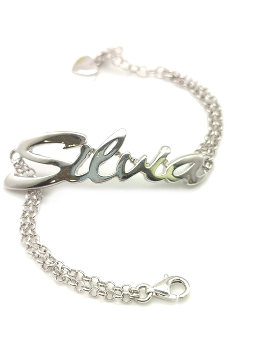 Silver bracelet with name Silvia