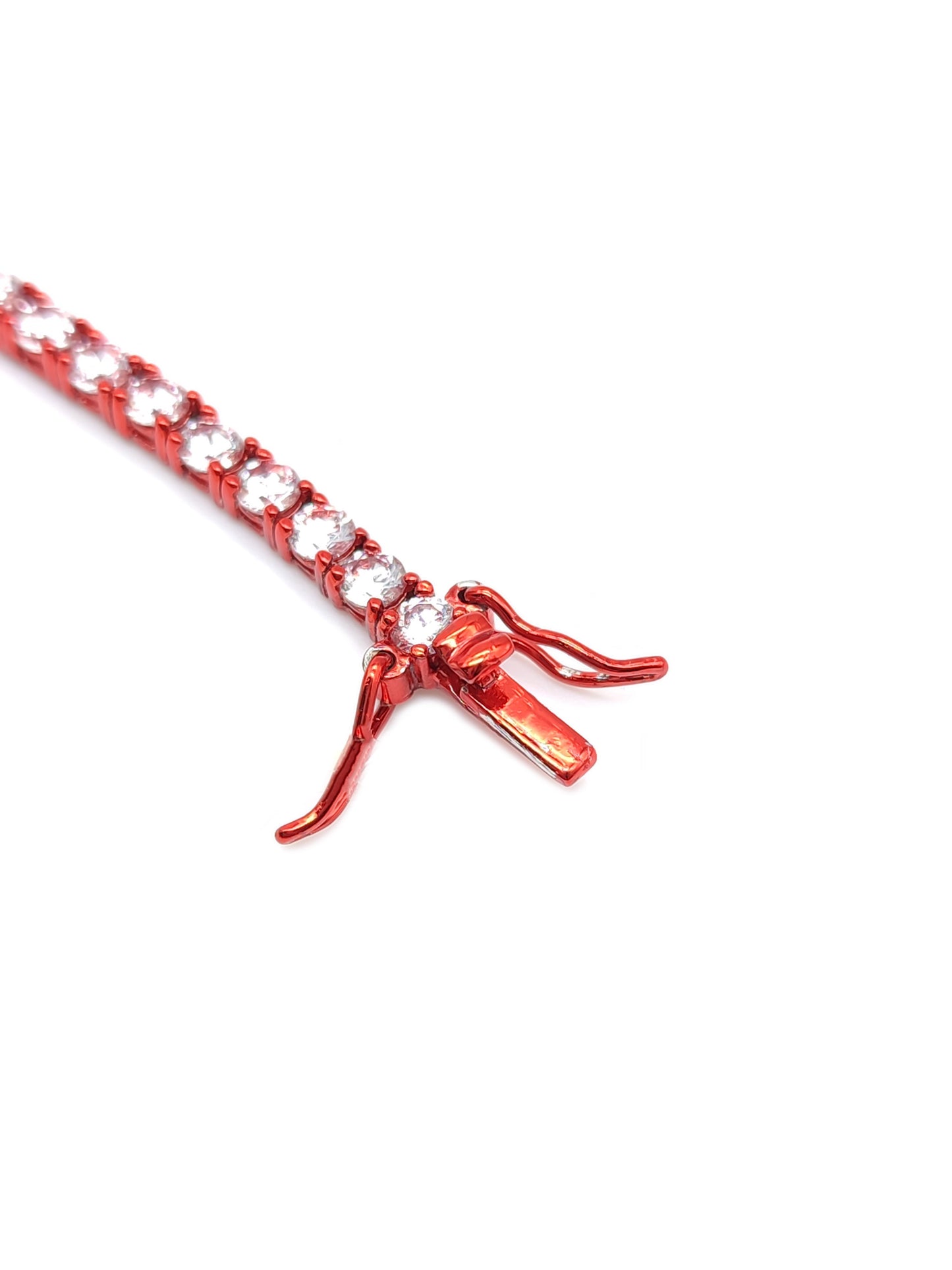 Bracciale tennis in argento rosso con zirconi